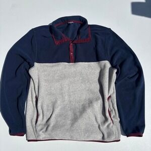 George navy blue and gray color-blocked fleece jumper with burgundy trim - M